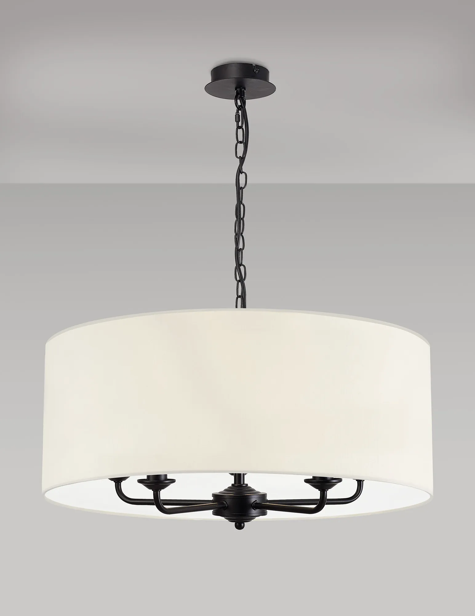 Banyan 60cm 5 Light Pendant Matt Black; Ivory Pearl DK1047  Deco Banyan MB IV